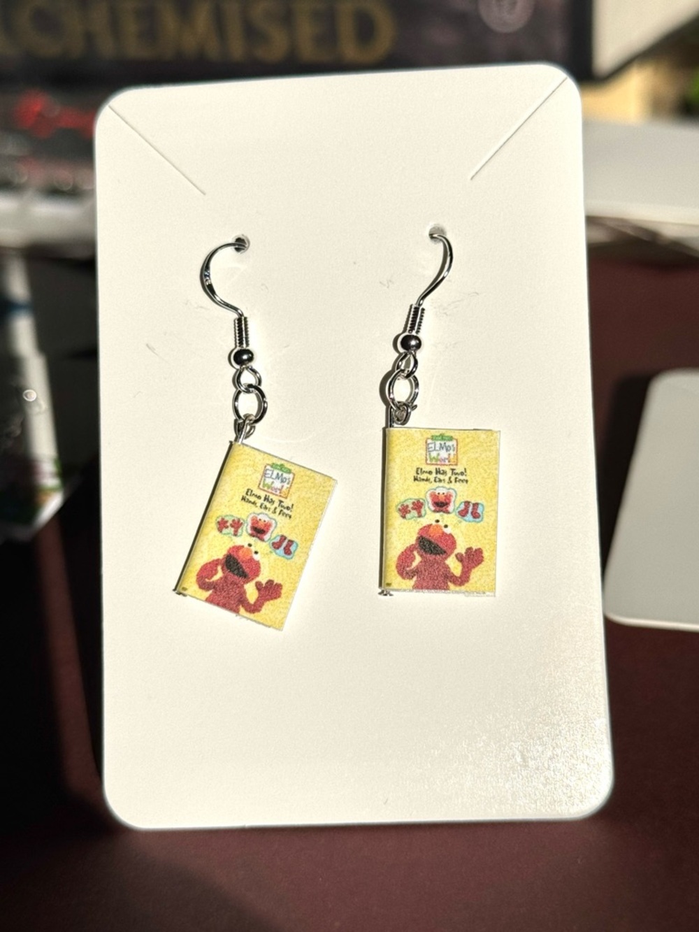 Yellow Sesame Street Elmo Earrings - Book Earrings